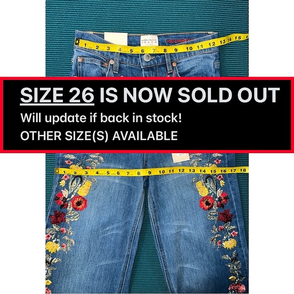 Alice + Olivia Gorgeous Floral Embroidered Wide Leg Jeans - Picture 12 of 17